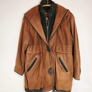 Leather Brown Car Coat Wilson Vintage - Etsy