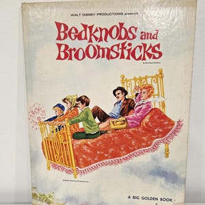 Vintage 1971 Bedknobs and Broomsticks A Big Golden Book, Hardcover Walt Disney Collectible, Retro 70s Childrens Book Classic Disneyana