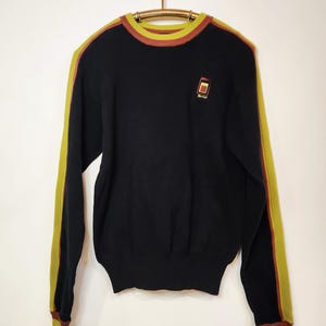 Rare VTG 1990s SMP Pullover | Black Green Yellow Striped Skater Surfer Apparel