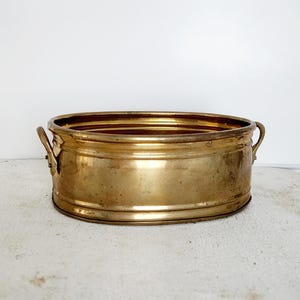 Vintage Oval Brass Planter with Handles