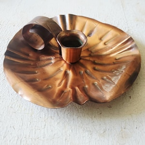 Vintage Copper Chamber Candlestick Holder