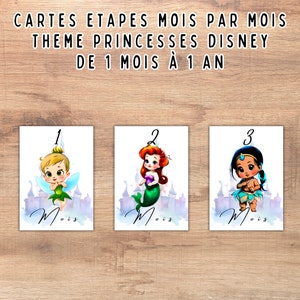 Carte Étapes Mois par Mois - Thème Princesses de dessins animés (Fichiers Numériques)