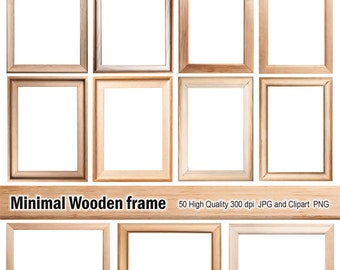 50 marcos de fotos de madera (imágenes prediseñadas, PNG y JPEG) (descarga digital)