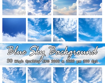 50 papeles digitales de cielo nublado, fondos de alta resolución (descarga digital)