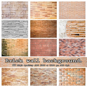 50 Brick wall background, High Quality JPEG 6000x4000px 300 Dpi, Digital Paper, Seamless Brick Wall, Grunge Stone, Brick Wall Patterns.