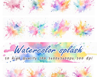 Pinceladas de acuarela, pintura abstracta colorida (descarga digital)