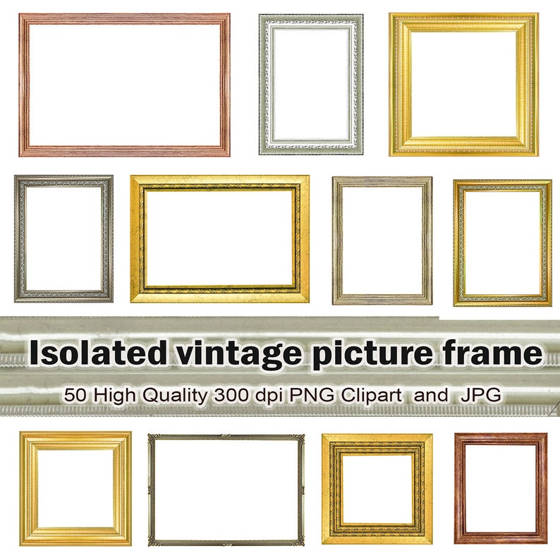 50 Classic Frames, High Quality Clipart PNG and JPEG 300 Dpi