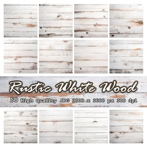50 papiers numériques de fond en bois blanc rustique, papier texturé en bois blanc, fond numérique en bois rustique, papier numérique pour la conception