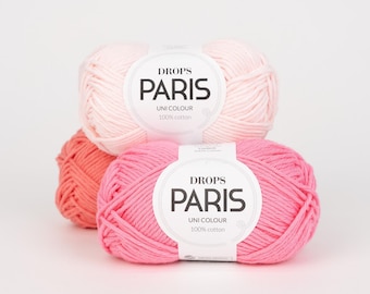Drops Paris Garn, 100% Baumwollgarn, Strickgarn, Sommer Soft Light Garn, Häkelgarn, Baumwollgarn, Naturgarn, Babygarn