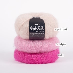 Drops Kid silk yarn Mohair yarn Kid mohair yarn Knitting yarn Drops yarn Lace yarn Mohair silk yarn Yarn for sweater 0.9oz(25g) 230yds(210m)