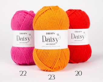 DROPS Daisy Extra Fine Merino Wool Yarn, DK Weight, 50g