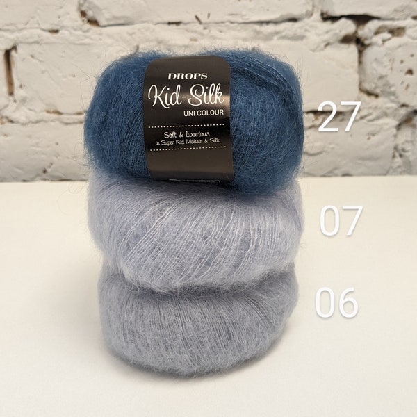 Drops Kid silk yarn Mohair yarn Kid mohair yarn Knitting yarn Drops yarn Lace yarn Mohair silk yarn Yarn for sweater 0.9oz(25g) 230yds(210m)