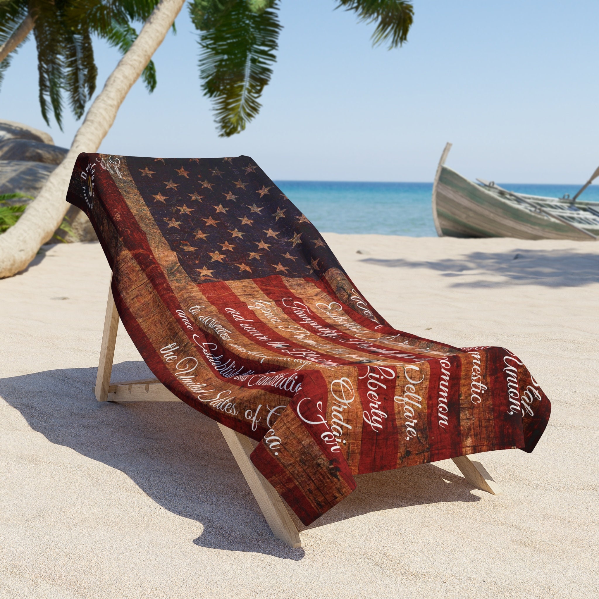 Beach towel american flag towel preamble beach chair throw patriotic