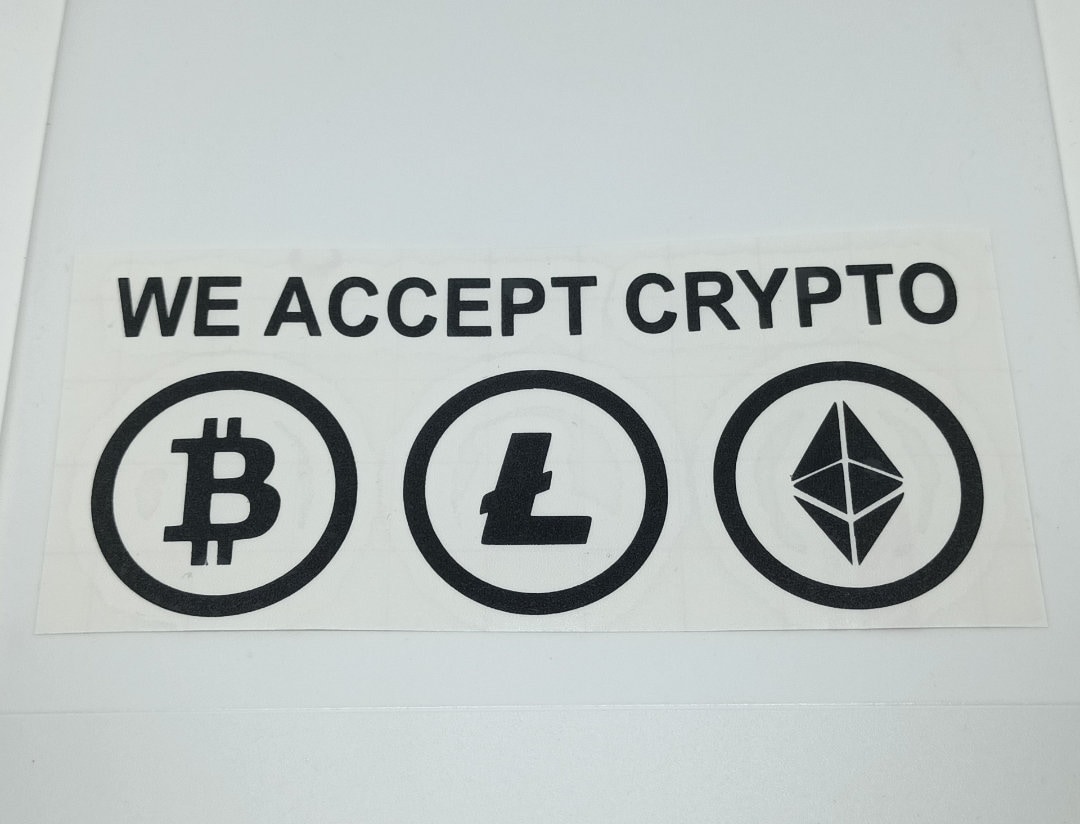 We Accept Crypto Bitcoin Sticker - Etsy