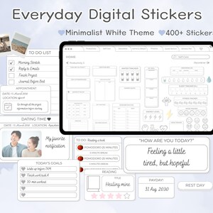 Decoración minimalista del planificador de pegatinas digitales: más de 400 widgets neutros (Goodnotes)