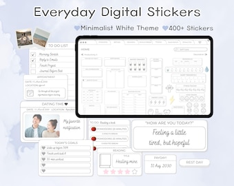 Minimalistische digitale Aufkleber-Planer-Dekoration: 400+ neutrale Widgets (Goodnotes)