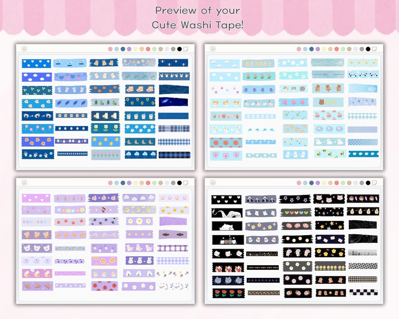 Cute Washi Tape Digital Stickers Book, Goodnotes Planner (PNG File) - Etsy