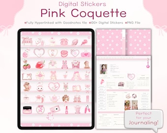 Pink Coquette Digital Stickers: GoodNotes Planner Set (PNG)