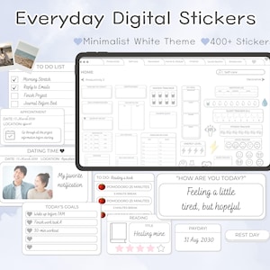 Minimalist Digital Stickers Planner Decor: 400+ Neutral Widgets (Goodnotes)