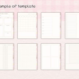 cute digital notebook with soft pastel design with templates Grid, Cornell, Dotted, weekly daily , Monthly overview, Priority task, Goals and more