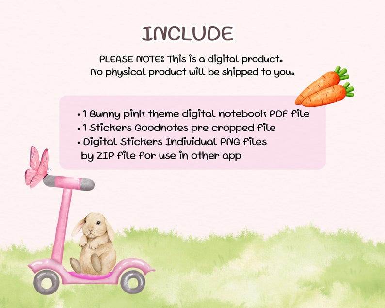 INSTANT DOWNLOAD, cute digital notebook with soft pastel design  include PDF file and Stickers goodnotes file