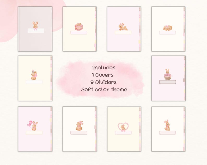 Cover page of a cute digital notebook with soft pastel design, made for Goodnotes