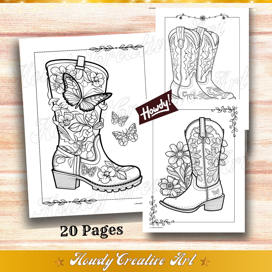 Cowgirl Boots Coloring Pages Blooming Boots Adult Coloring Pages ...