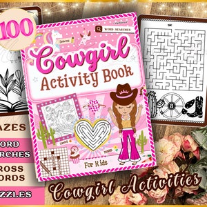 Printable Western Games | Cowgirl Western Word Games Puzzle Activity For Kids | Wild West Party Activity Sheets | Cowboy Birthday Party