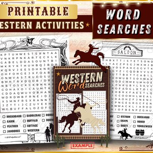 Printable Western Cowboy Games | Word Searches | Fun Wild West Word Games Activity Puzzle Pages
