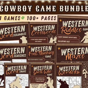 Cowboy Game Bundle | Western Party Games | Wild West Themed Birthday Party Games Printable | Fun Activity Puzzle Sheets | Digital Download