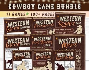 Cowboy Activity Bundle: Wild West Games & Puzzles (Digital Download)