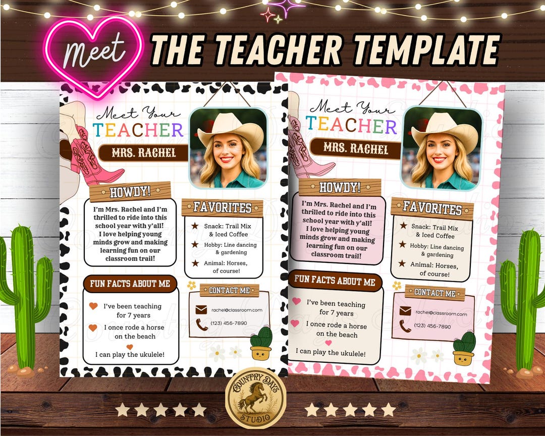 Editable Western Meet the Teacher Template | Cowboy Classroom Welcome ...