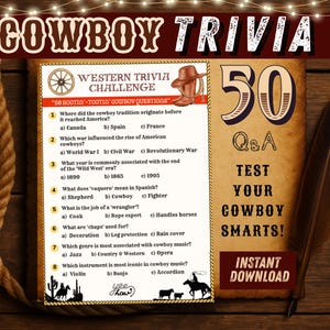 Quiz sui cowboy / Quiz sui western / Fatti stampabili sul selvaggio West per feste di compleanno