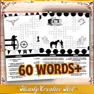 Western Games Printable | Crossword Puzzles | Fun Wild West Theme Word ...