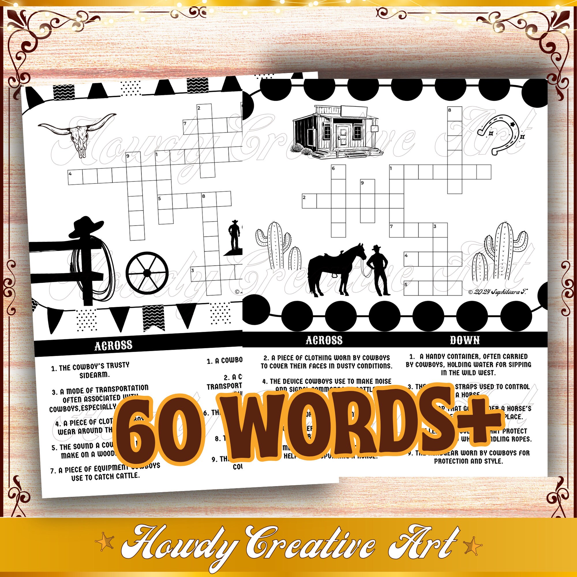 Cowboy Crossword Puzzles Pages Fun Western Theme Word Game Activity for Cowboy Crossword Puzzles Pages Fun Western Theme Word Game Activity for