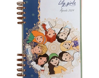 Annual planner notebook 2024 Lily Girls