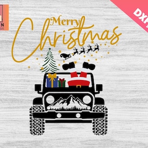 Merry Christmas Car Design svg, Christmas 4x4 Off Road Svg, Christmas Truck Svg,Santa Claus Hat Off Road Svg,Christmas Tree Truck svg,Cricut