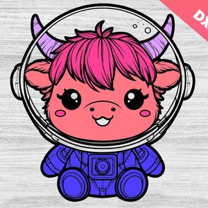 Highland Kuh Astronaut svg, Liebeskuh svg, süße Highland Kuh svg, Baby Higland Kuh, Western Country, Bauernhof Tier, Kuhkopf svg, Farmleben Cricut