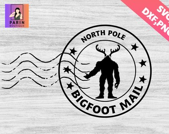 North Pole Bigfoot Mail Svg, North Pole Svg, Express Mail Svg,Christmas Stamp Svg,Santa Sack Svg,Christmas Sign Svg, Bigfoot Mail Svg,Cricut