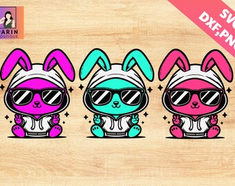 Lindo conejito de Pascua svg, Conejito Hip Hop SVG, Conejito de Pascua SVG, Conejito lindo SVG, Conejo Hip-Hop fresco, Feliz Pascua, Temporada de primavera, Pascua divertida, Cricut