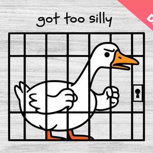 面白いガチョウのSVG PNG、刑務所にいるおかしな漫画のガチョウのプリントPNG、風変わりな動物のユーモアのある装飾SVG PNG、ガチョウ愛好家への贈り物、面白い皮肉、クリカット