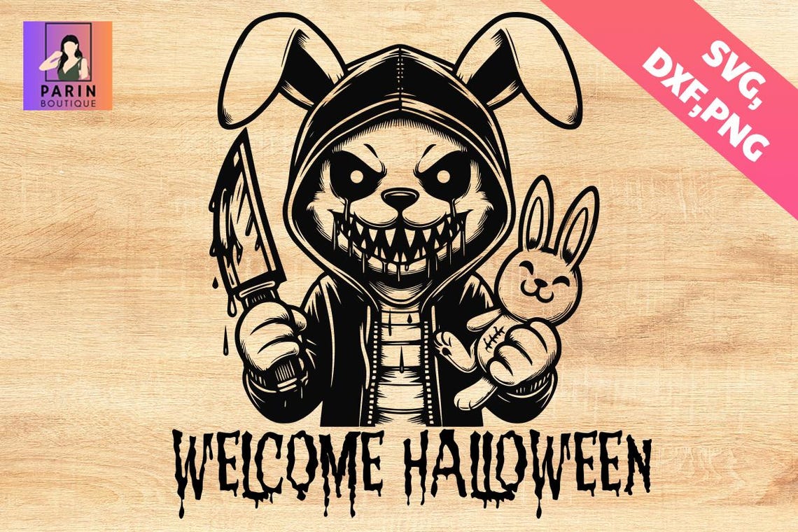 Halloween Rabbit Svg Png,funny Rabbit,rabbit Design Dxf,halloween ...