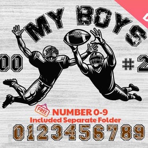 Deux joueurs de football saison Svg Png, svg de joueur de football, svg de mes garçons, équipe de football, sports pour seniors, clipart duo de football, art de l'athlétisme, Cricut