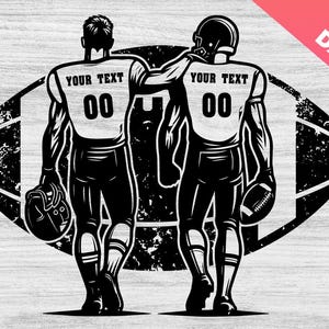 Números de jogadores de futebol personalizados Svg Png, Dois jogadores de futebol Temporada Svg, Camadas coloridas da equipe, Nome personalizado, Clipart do Superbowl, Cricut