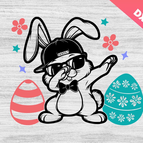 Dabbing Easter svg, bunny Sunglasses ,Hip Hop Bunny,Easter Bunny,Cute Bunny SVG,Cool Hip-Hop Rabbit svg,Happy Easter Svg,funny easter,Cricut