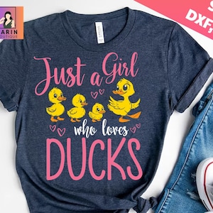 Gewoon een meisje dat van eenden houdt Cute Duck Girl SVG, eend moeders, rubberen eend minnaar, eend fans grappige eend cadeau idee, liefde eenden, grote schattige eend, Cricut