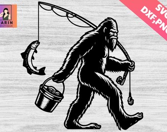 Bigfoot Fishing Svg,Engraçado Bigfoot Svg,Big Foot Svg,Anzol Svg,Sasquatch Svg,Bigfoot Clipart Pescador,Pai pescador,Sasquatch decalque,Circut