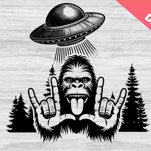 Bigfoot Rock On Sasquatch Svg Png, Love Svg, Divertido Big Foot Svg, Dad Squatch SVG, Divertido Camping Svg, OVNI Svg, Montañas, Regalos Personalizados, Cricut