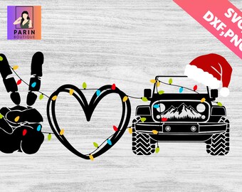 Peace Love Off-road Svg,Christmas Offroad Svg, Merry Christmas 4x4, Christmas Truck ,Peace Love Off Road Svg,Peace Hand Heart Offroad,Cricut