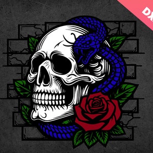 Crânio Cobra Amantes Svg, Floral Cobra Crânio Svg, Cobra Svg, Crânio de Flor, Crânio Amante Beijo Svg, Esqueleto, Arquivo de Corte de Crânio, Esqueleto Morto, Crânio Cricut